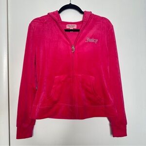 Juicy Couture Pink Velour Hoodie bling spellout barbie mean girls y2k 2000s